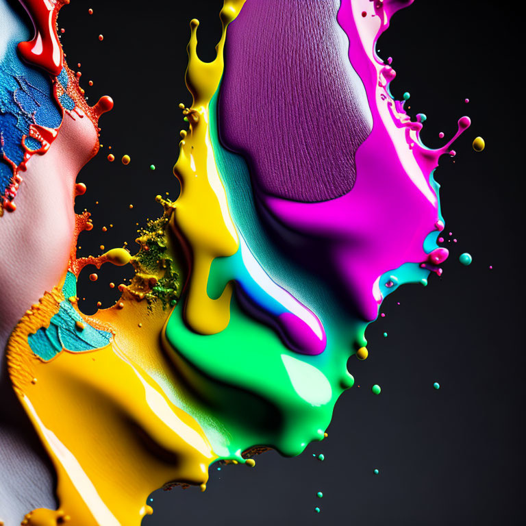 Abstract multi-colored liquid splash in digital art