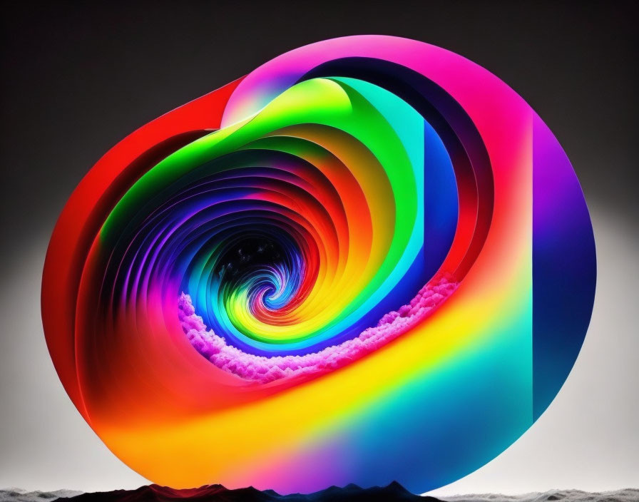 Colorful Paper Spiral Sculpture on Grey Background