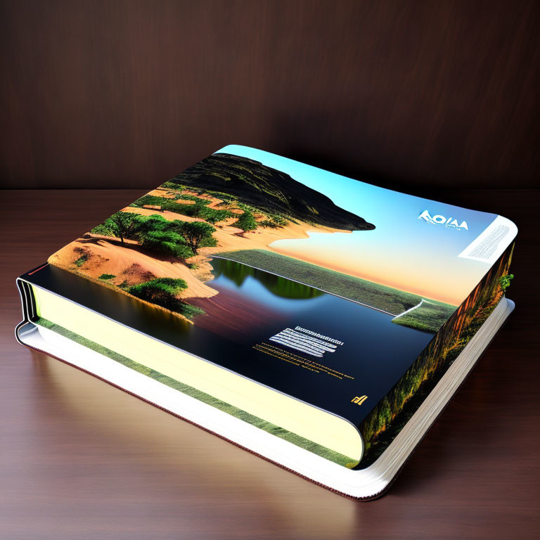 Serene Lake and Trees Reflection on Glossy Hardcover Book