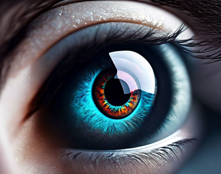 Detailed Close-Up of Human Eye with Vibrant Blue Iris