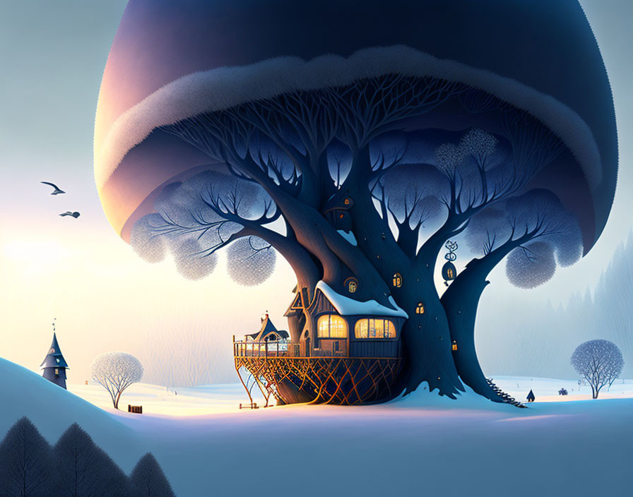 Winter treehouse