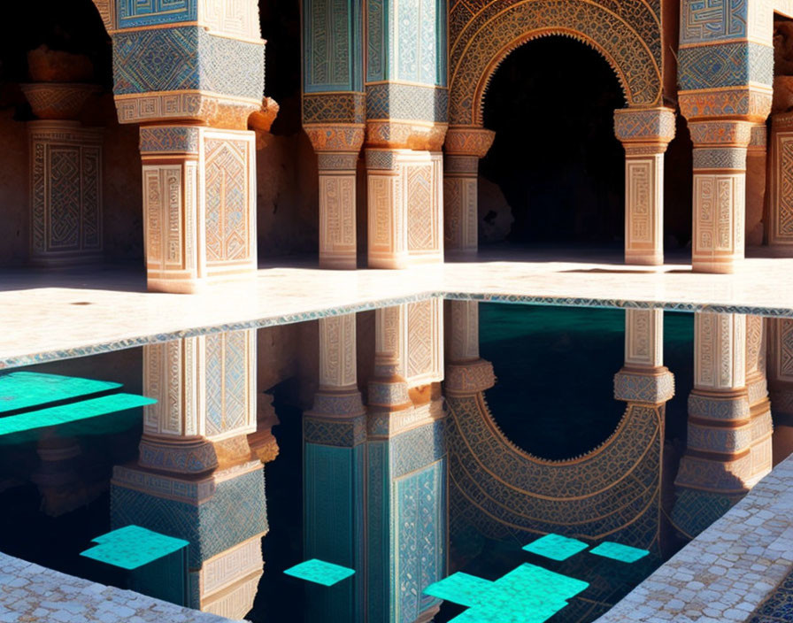 Intricate Moroccan Architecture with Tile Work and Carvings