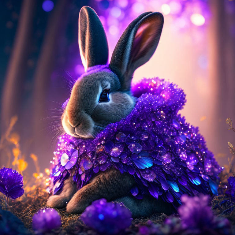 Purple Sequined Cape Rabbit in Dreamy Violet Setting