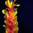 Colorful Orange and Yellow Jellyfish Swimming in Dark Blue Water