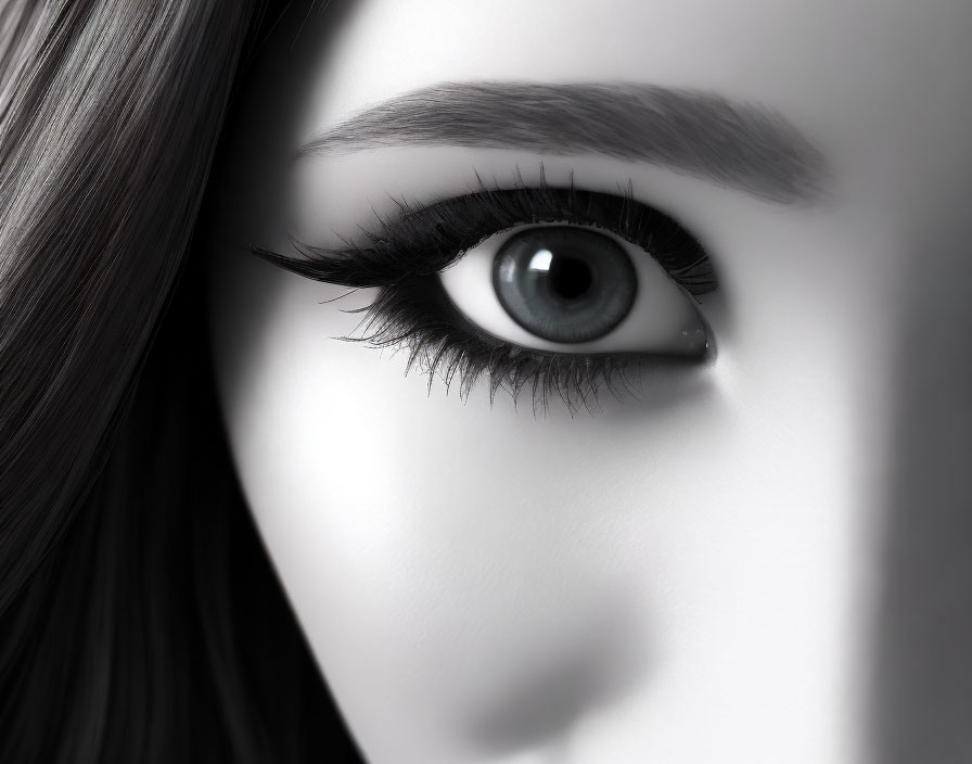 Detailed Monochromatic Woman's Eye Close-Up