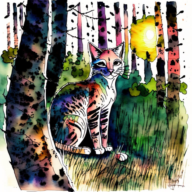 Wild Cat in Forest I