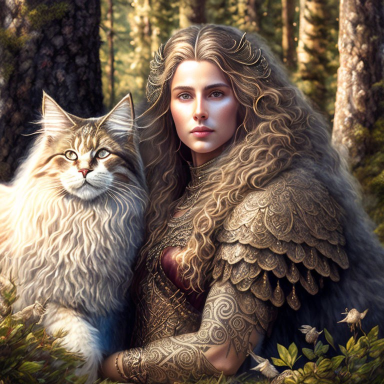 Norse goddess Freya and her beloved Forest Cats