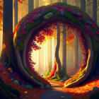 Colorful Foliage Archway in Enchanting Forest