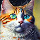 Orange Striped Cat with Blue Eyes and Detailed Fur Artwork