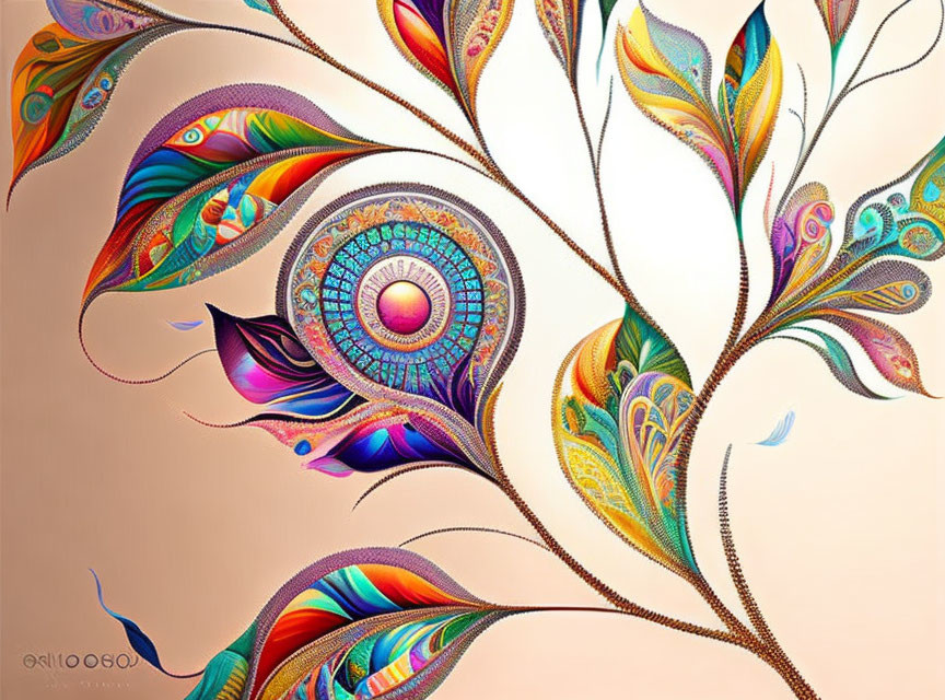 Colorful Digital Artwork with Intricate Mandala Design