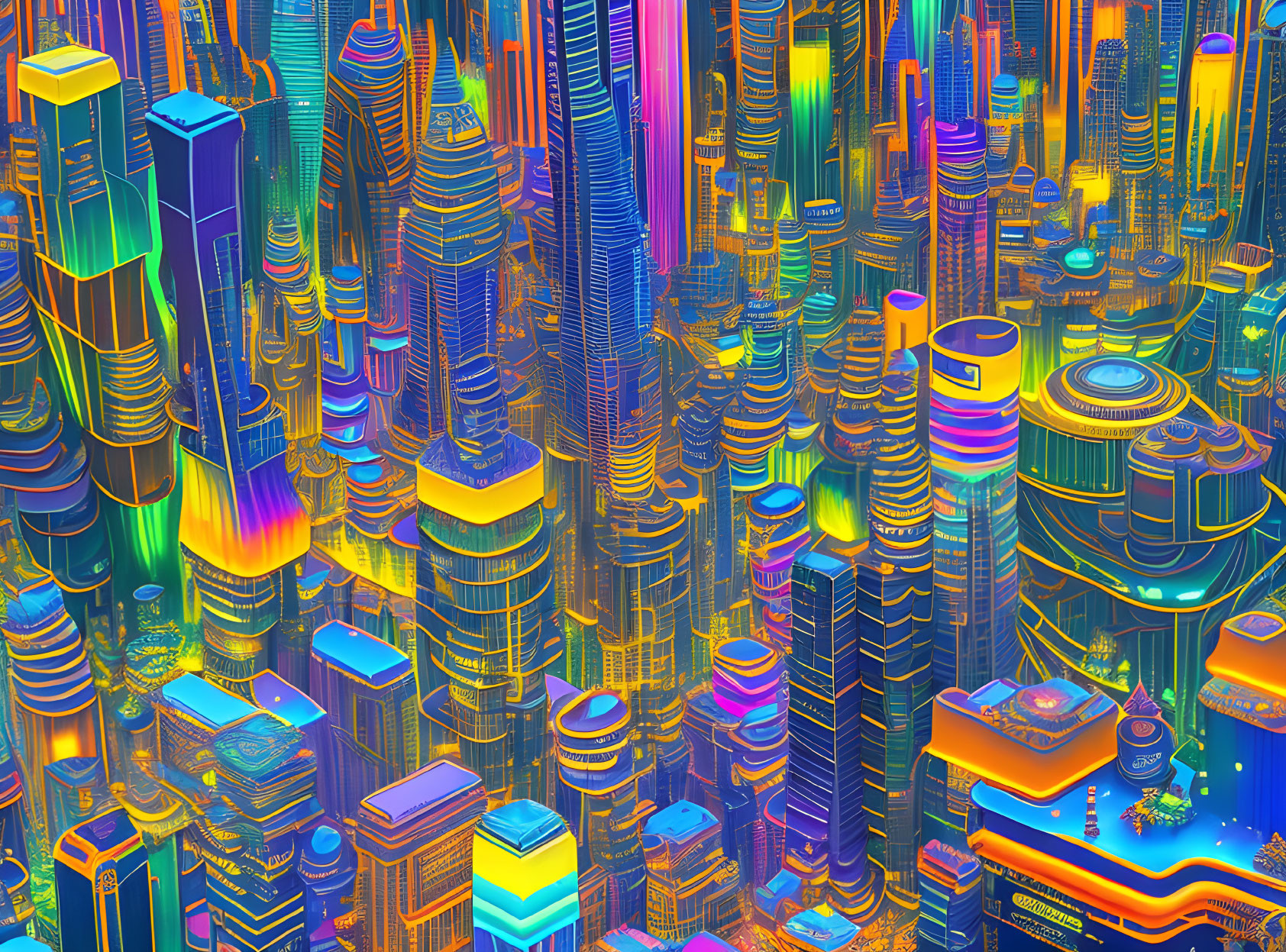 Cyberpunk Psychedelic Metropolis