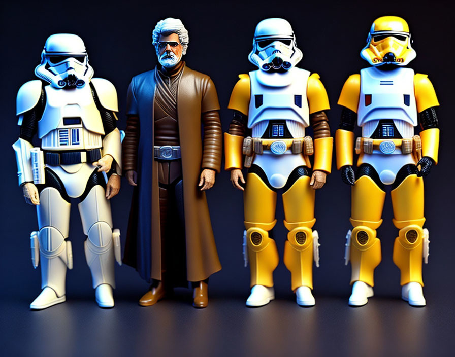 Four Star Wars action figures on dark background