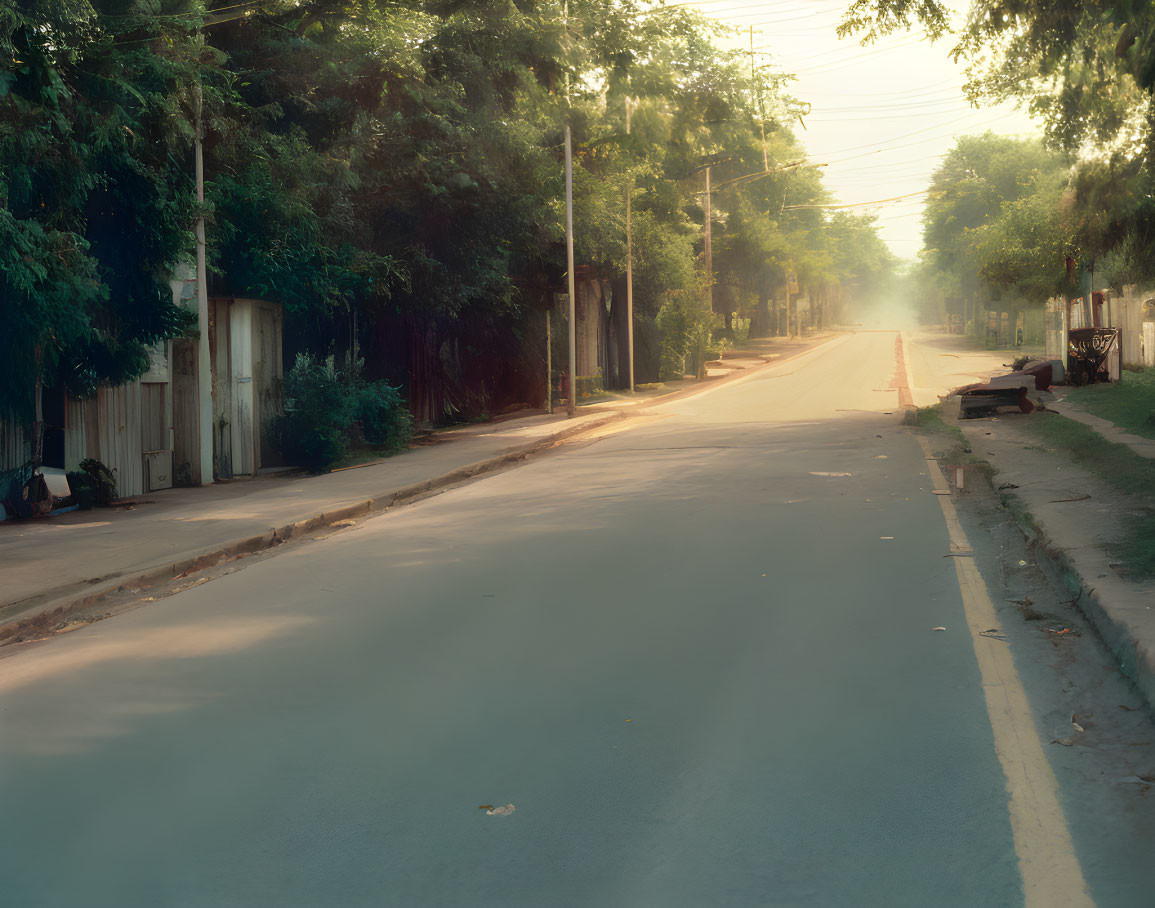 Tranquil street scene in soft morning light