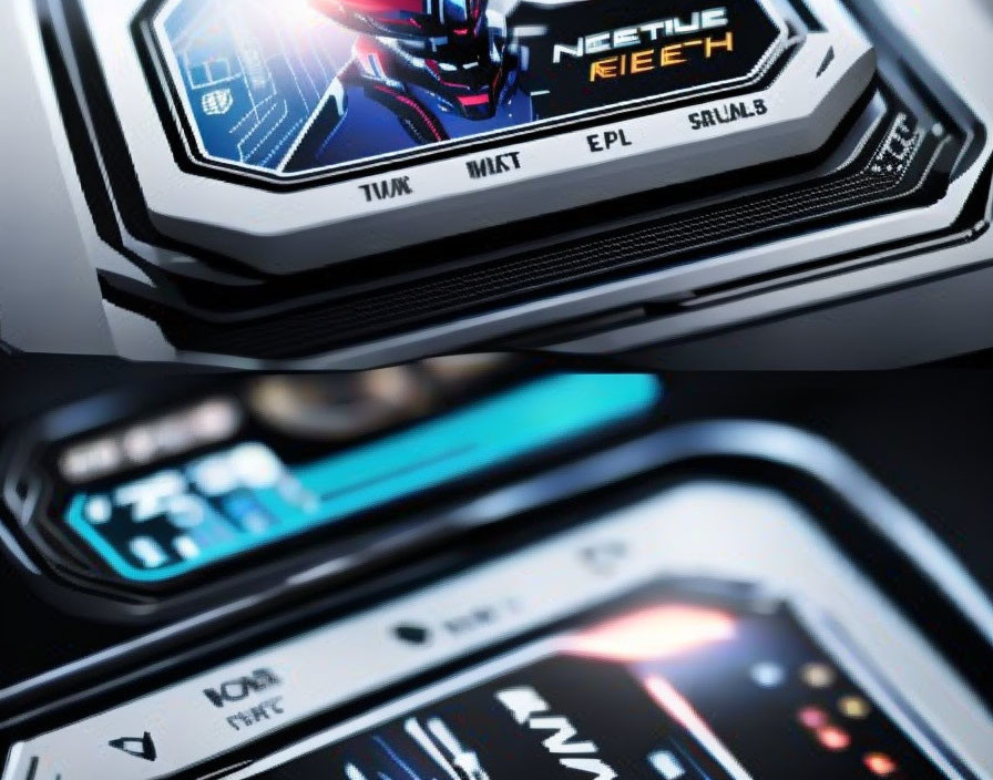 Neon Blue and Red Futuristic Graphic Designs: Advanced Technology Concepts