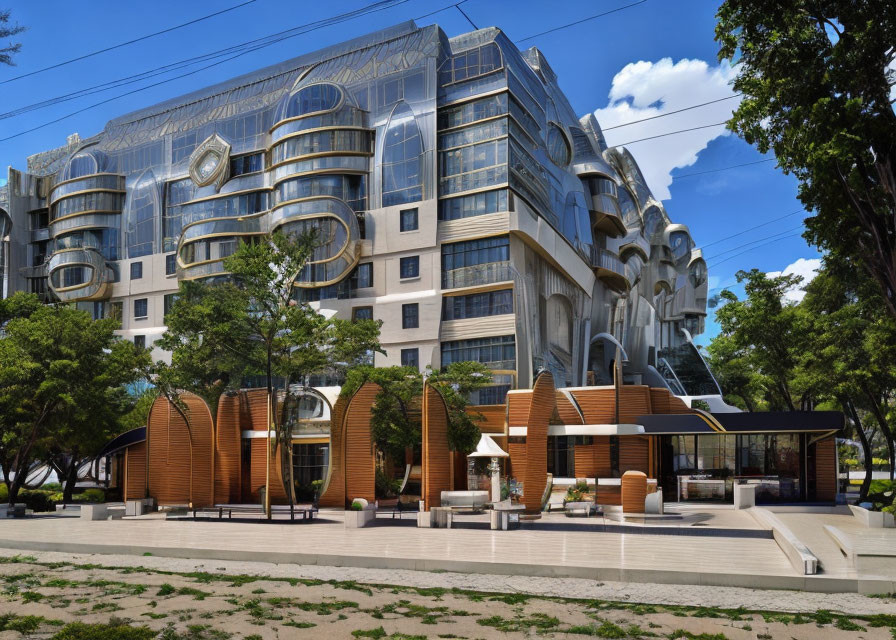 Curved Metal Panels and Glass Windows on Modern Architectural Building