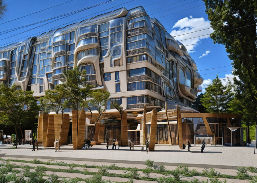 Unique Wavy Facade and Glass Windows on Modern Building