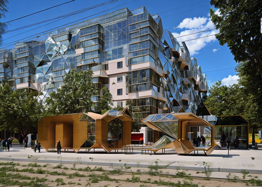 Unique Geometric Glass Facade on Modern Apartment Building