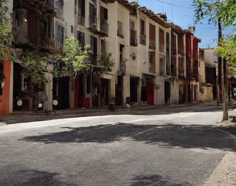 Weathered buildings on a quiet street with vintage charm