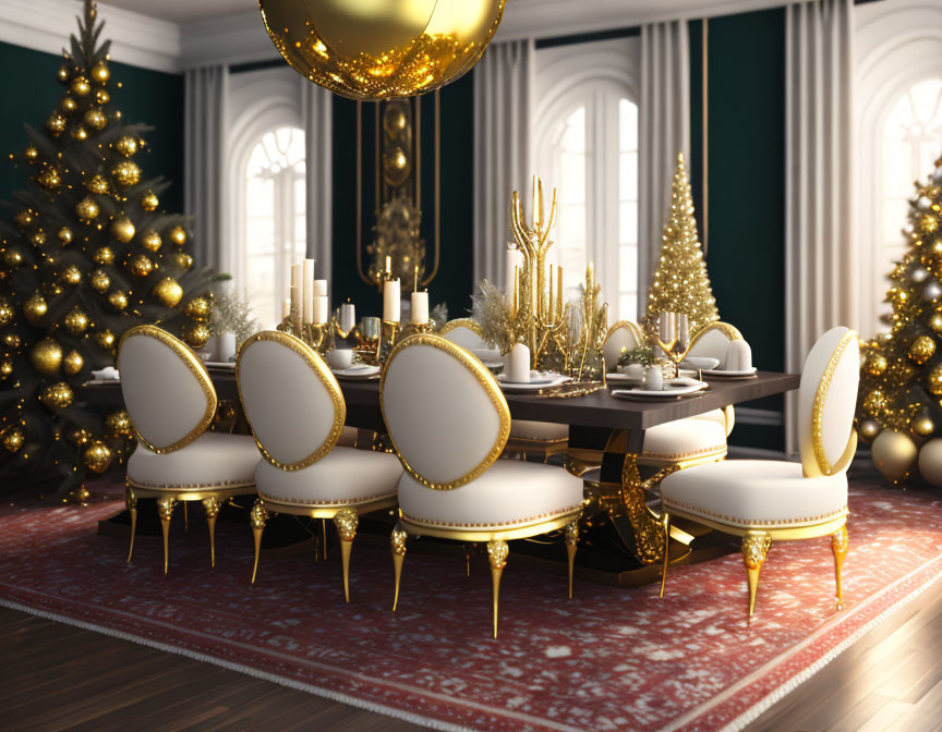 Festive Christmas dining room with elegant decor