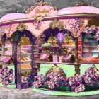 Purple and Gold Ornate Kiosk with Flowers and Elegant Designs