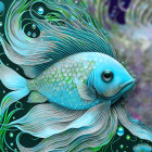 Fantasy fish illustration in vibrant underwater scene