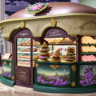 Luxurious Vintage Bakery Kiosk with Colorful Pastries & Desserts