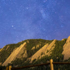 Starry Night Sky Over Boulders and Grass Hills