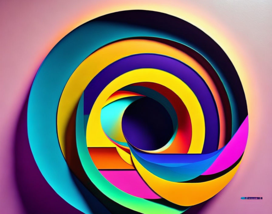 Colorful Swirl Art on Pink Gradient Background