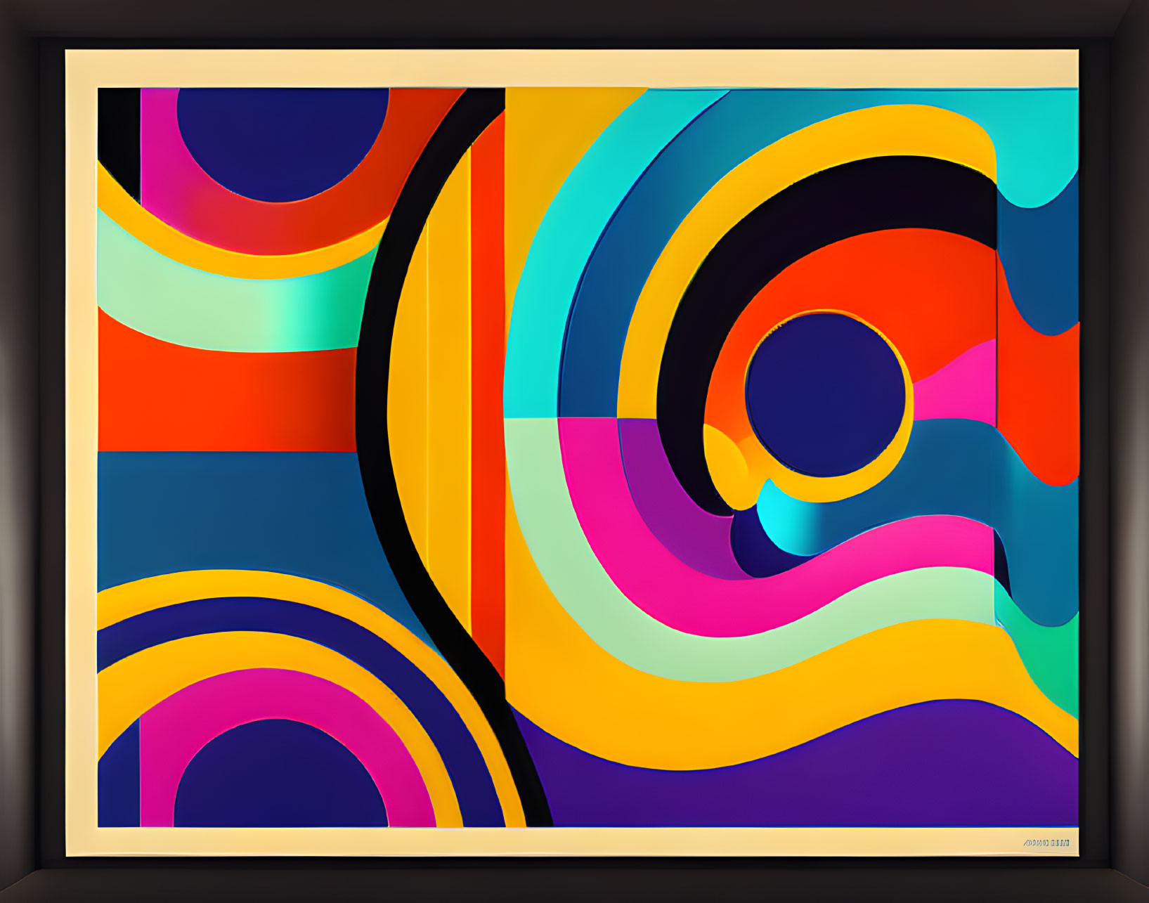 Abstract Artwork: Vibrant Colors, Bold Curves, Geometric Shapes