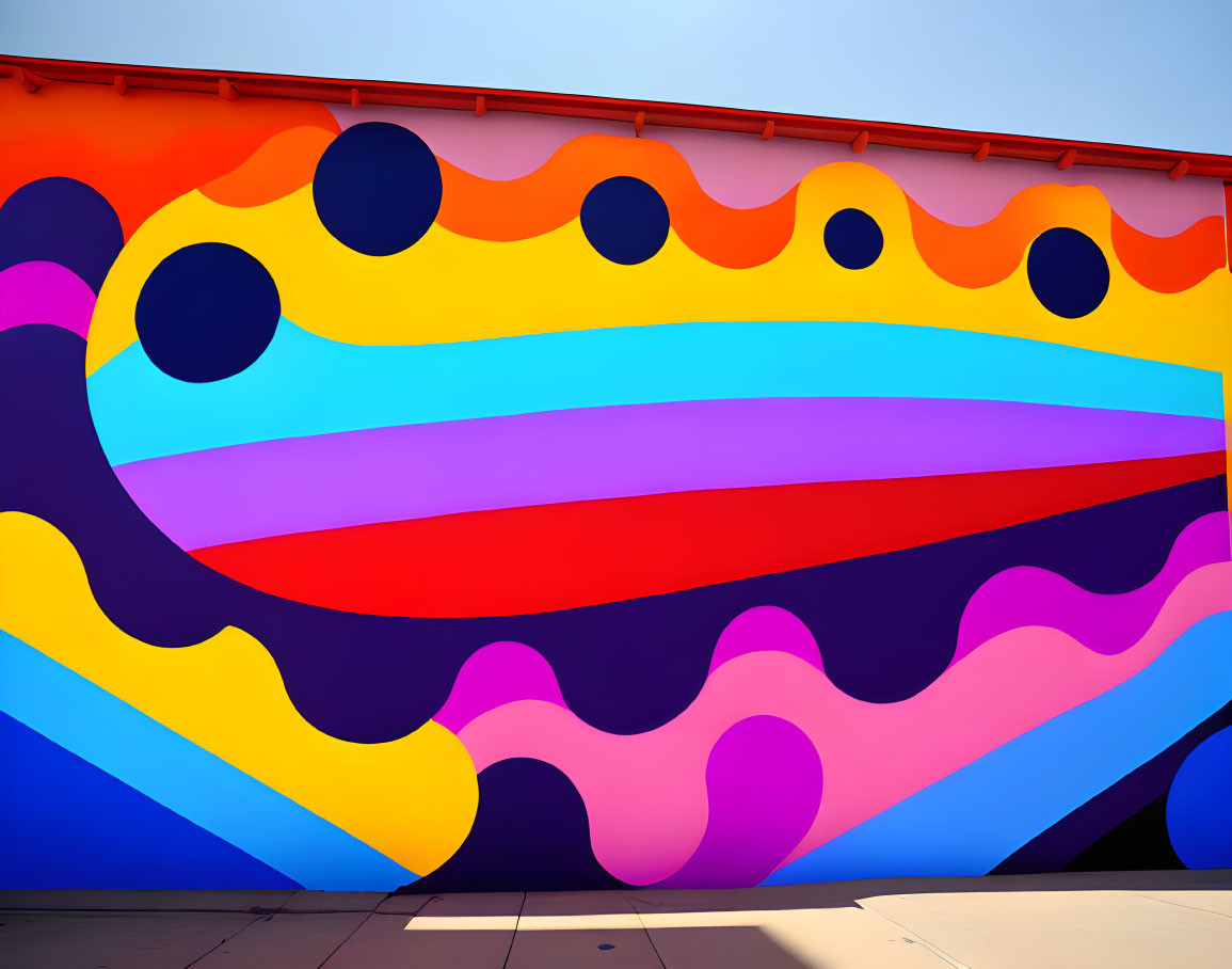 Colorful Abstract Mural Featuring Wave Patterns