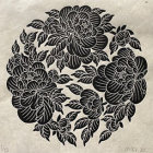 Detailed Black and White Peonies Illustration with Line Shading