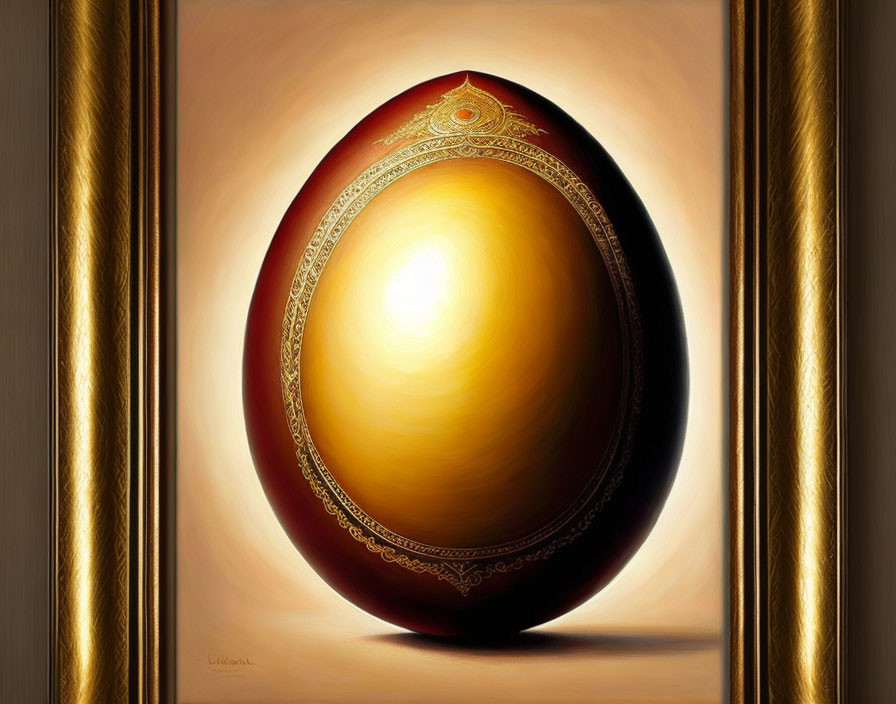 Luxurious Ornate Egg with Gold Designs and Radiant Glow