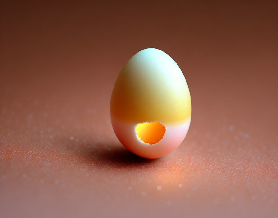 Upright egg with bright yolk on orange background