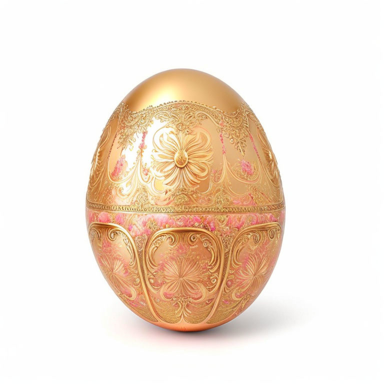 Intricate Floral Patterns on Golden Ornate Egg