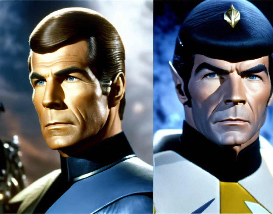 Male character with prominent cheekbones in futuristic uniform.