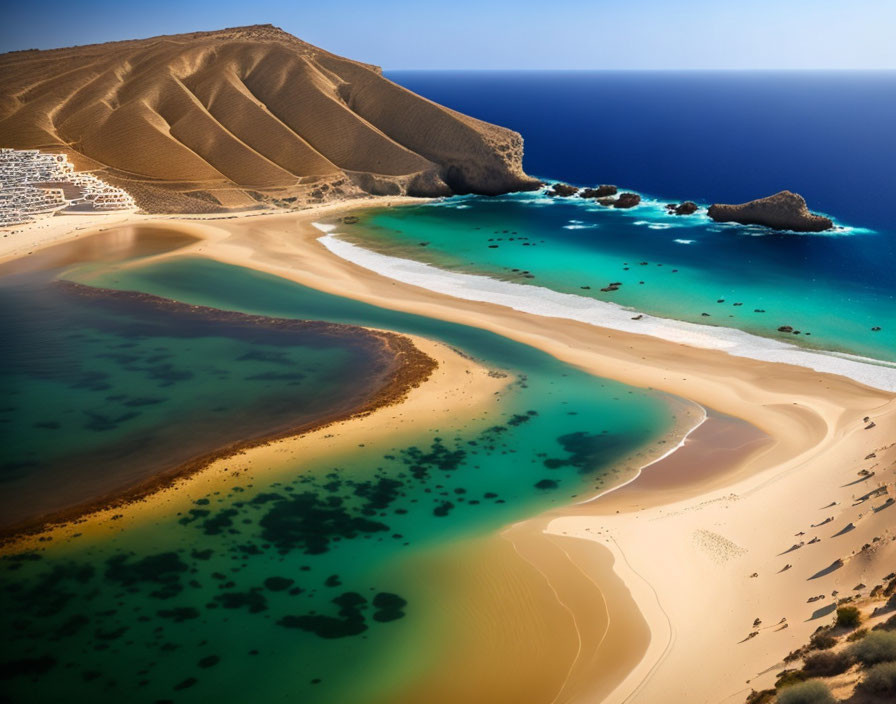 Turquoise Waters and Sandy Shores in Coastal Aerial View