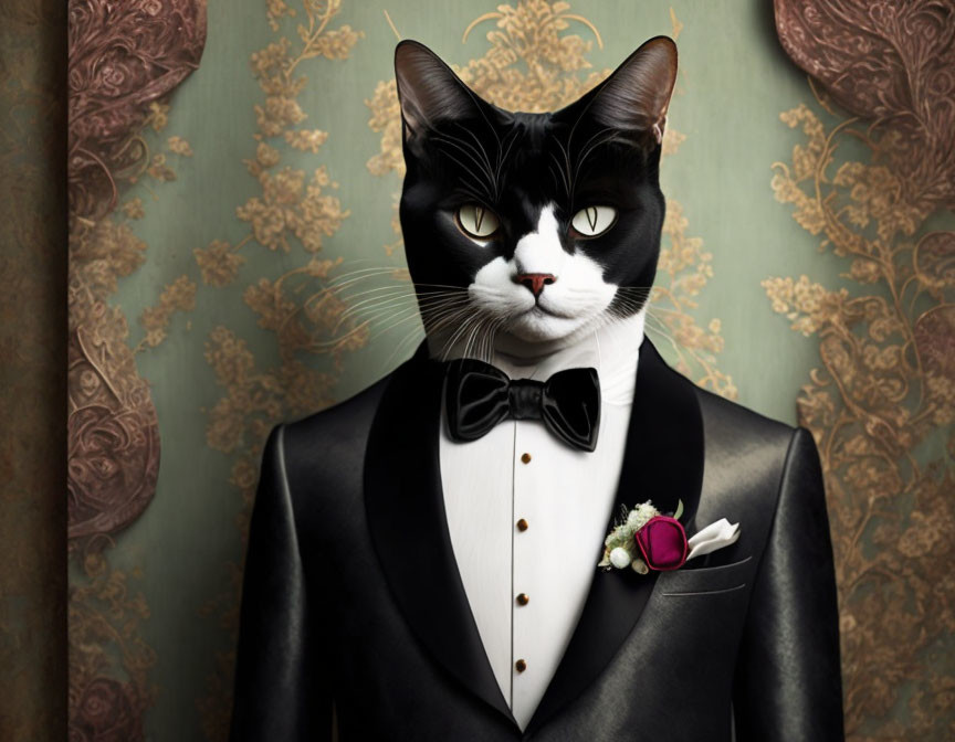 Black-and-White Cat in Tuxedo Suit Meme Fusion