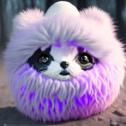 Colorful Fluffy Creature with Black Eyes in Purple Hue