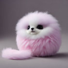 Pink and White Fluffy Creature with Large Eyes and Unique Tail