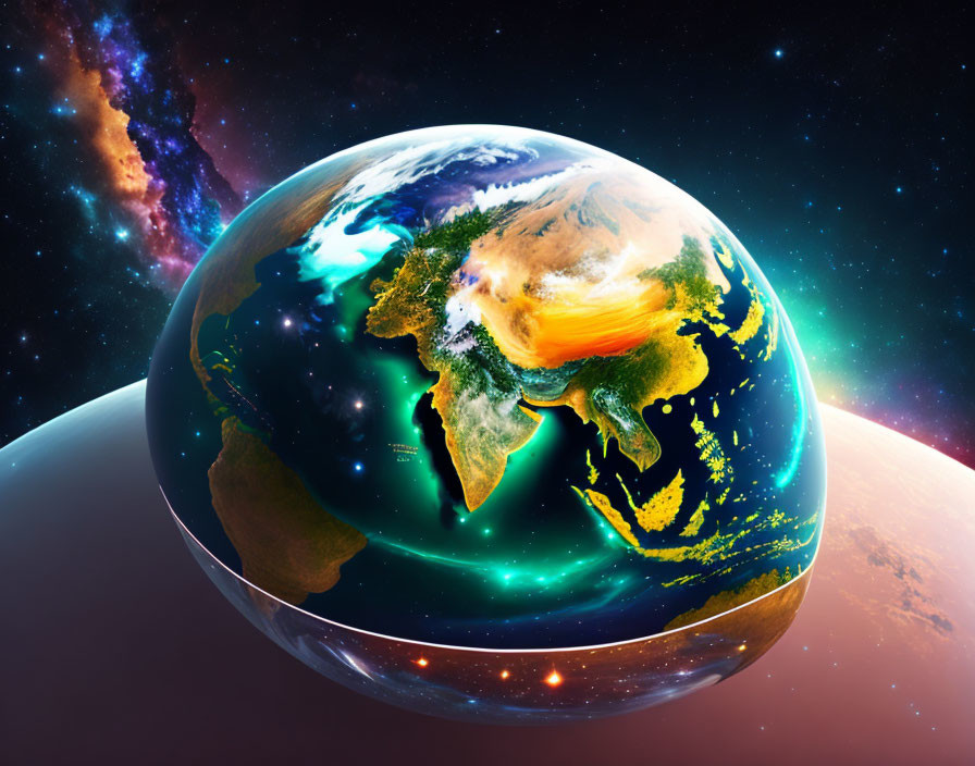 Vivid Digital Artwork: Earth in Space with Colorful Continents