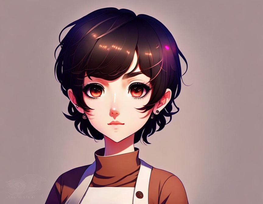 Character with Large Eyes & High-collar Shirt Illustration