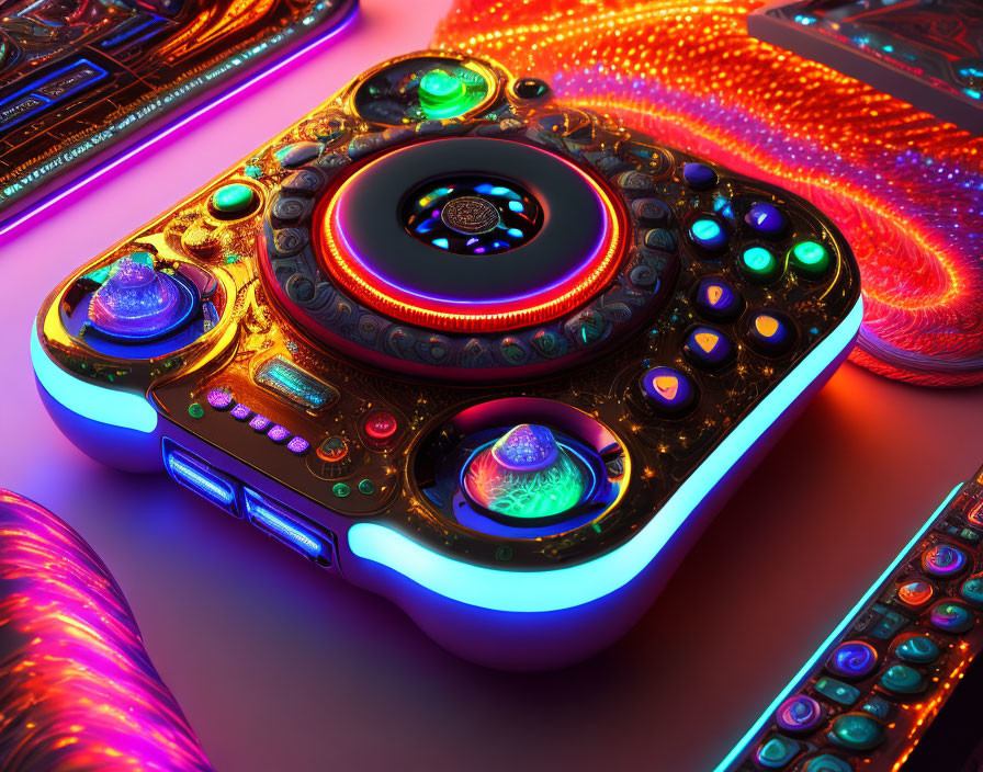 Colorful Futuristic Gaming Controller with Neon Lights