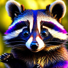 Close-Up of Vibrant Raccoon with Black and White Facial Markings