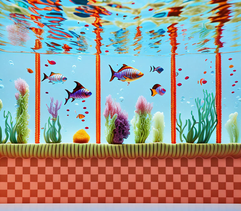 Colorful Fish and Coral in Vibrant Underwater Scene