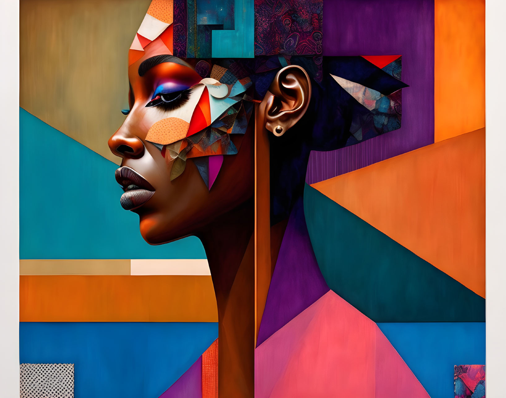 Colorful Abstract Profile Art with Geometric Patterns