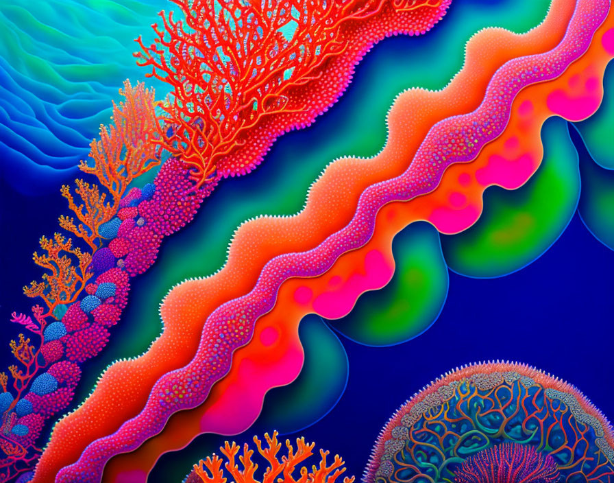 Abstract Coral-Like Structures in Vibrant Digital Art