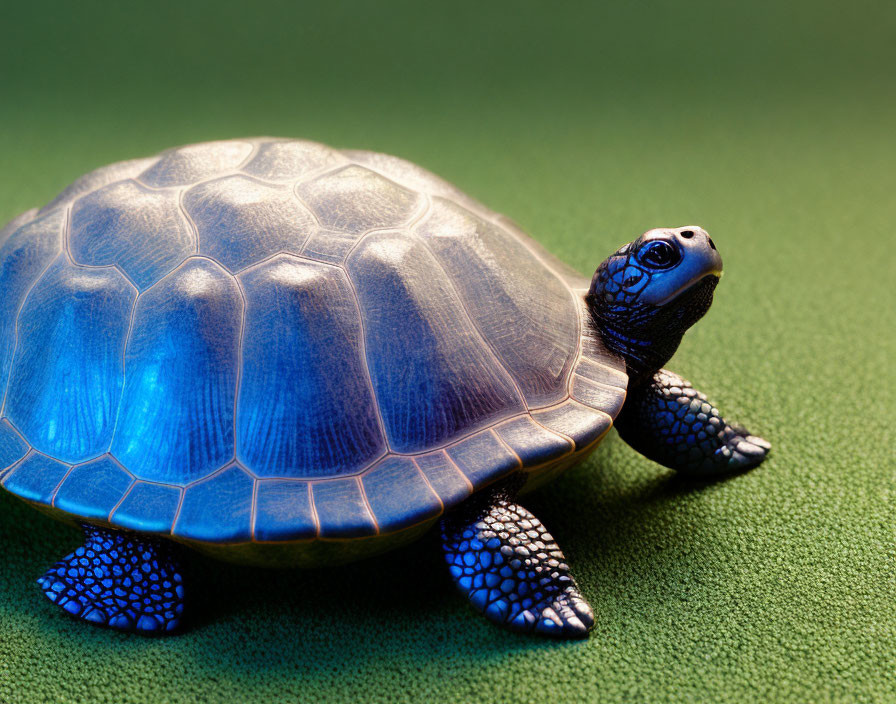 Striking Blue Turtle with Matching Shell and Skin Pattern