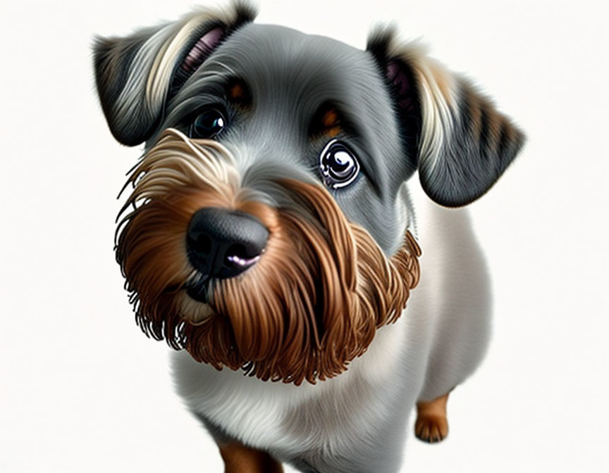 Wide-eyed black and tan dog illustration with glossy finish