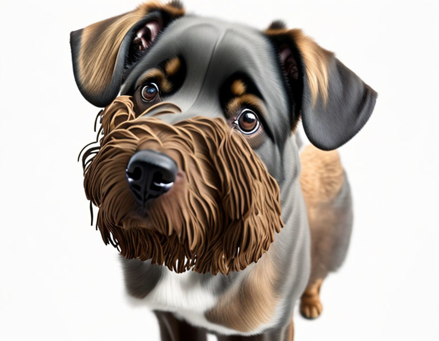 Brown-eyed Dog with Brown and Black Fur Coat and Shaggy Whiskers