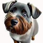 Detailed digital illustration of inquisitive schnauzer with distinctive beard and eyebrows